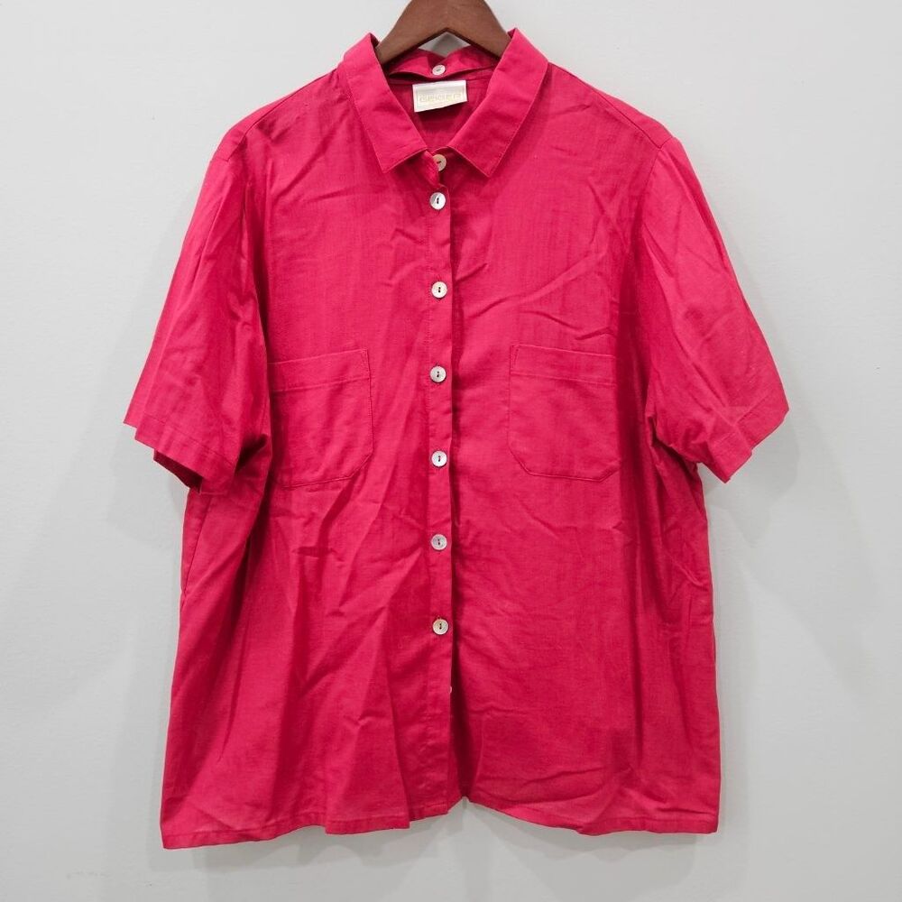 Geiger Collections Pink Linen Cotton Blend Button Up Shirt Womens EU 50 Austria